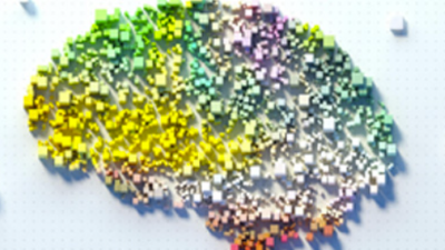 representation of a brain made of many colorful post it notes