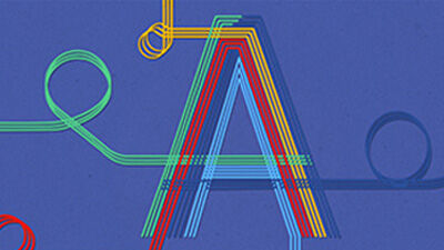 illustration of the letter A made of multi-colored strands
