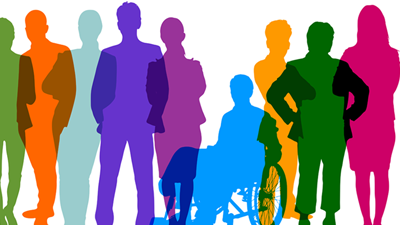 illustration of various people in colorful silhouettes
