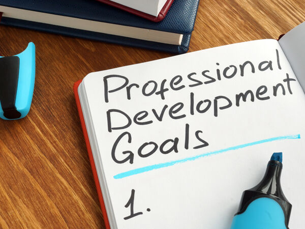 notebook with professional development goals