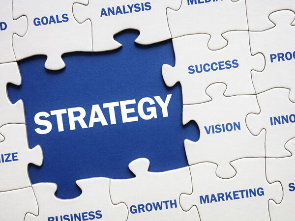 puzzle with business terms and strategy