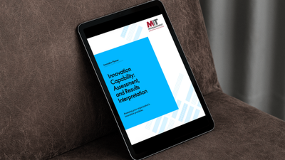 innovation capability assessment from mit on ipad on brown couch