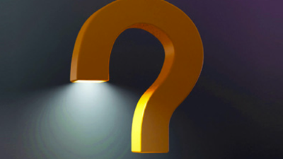 yellow question mark with a light at the end
