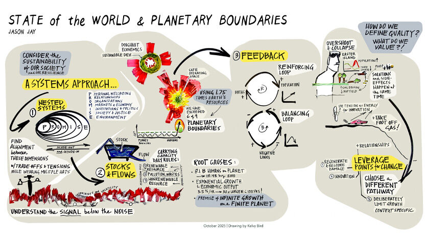scribing example of "State of the World & Planetary Boundaries" by Kelvy Bird