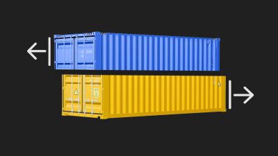two shipping containers stacked on each other