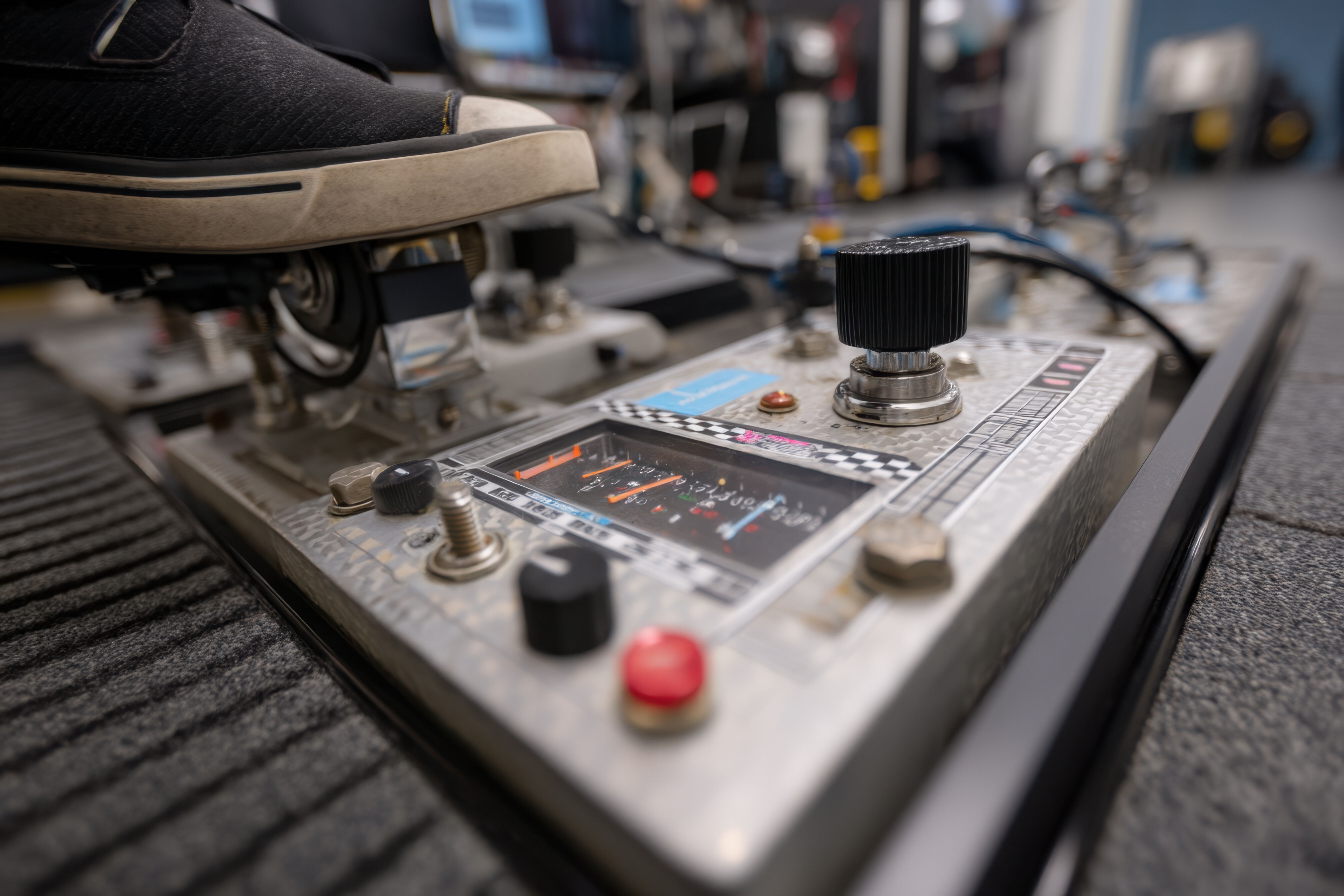 foot on a control board