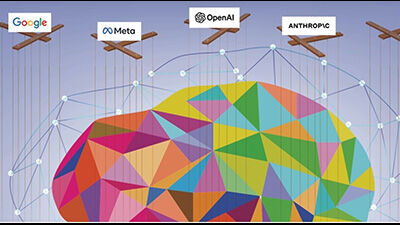 illustration of digital brain mosaic