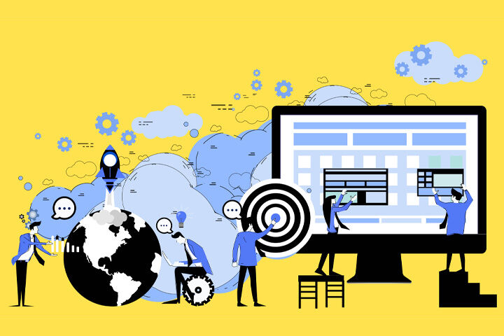 illustration of people collaborating and innovating together