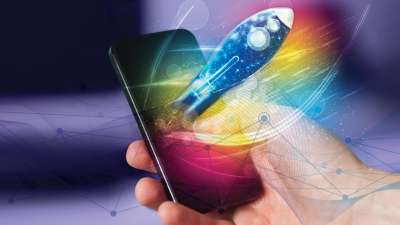 rocket coming out of cell phone