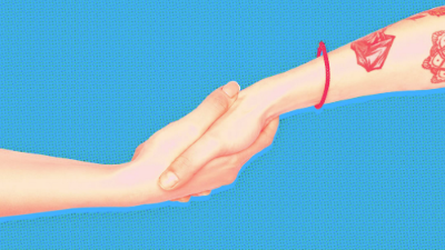 illustration of two holding hands