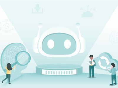 robot and people