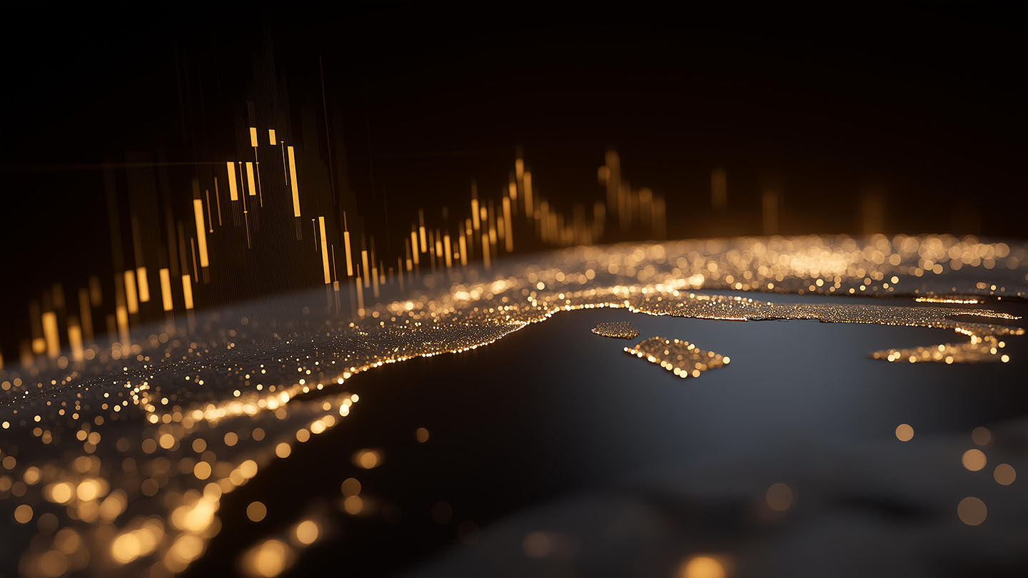 graphs over lights looking like a city