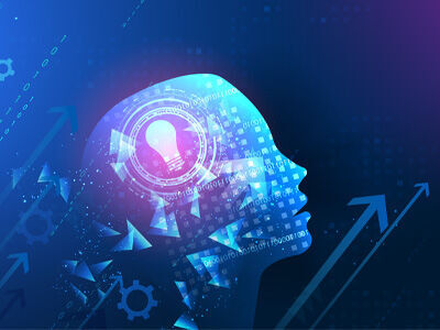 digital head with lightbulb