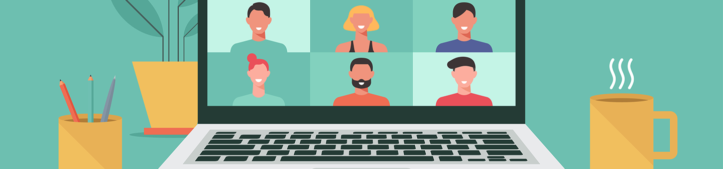 illustration of a zoom meeting on a laptop