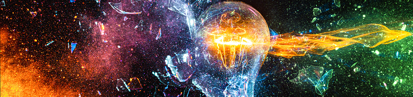 colorful exploding lightbulb