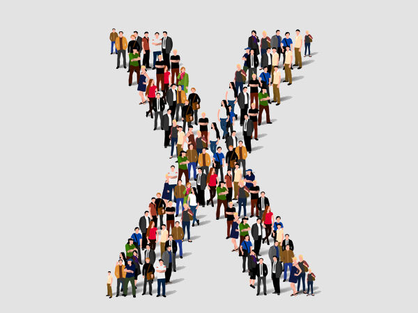 x made up of people standing