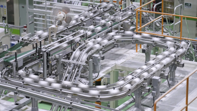 production line of beer cans