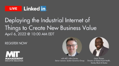 Webinar title slide: Deploying the Industrial Internet of Things to Create New Business Value