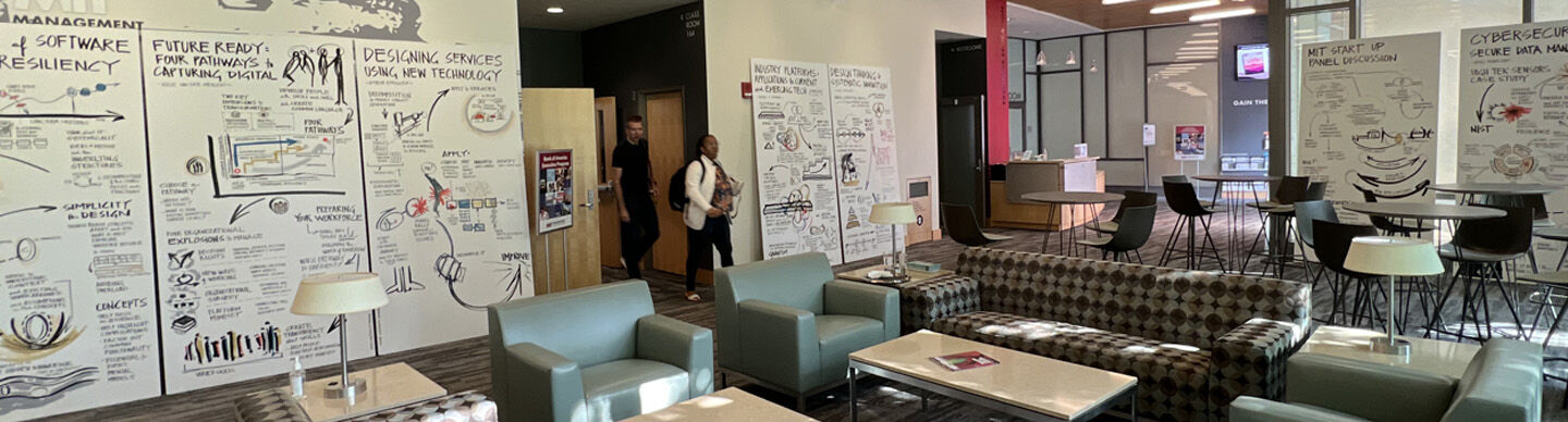 image of MIT participants in classroom surrounded by scribing