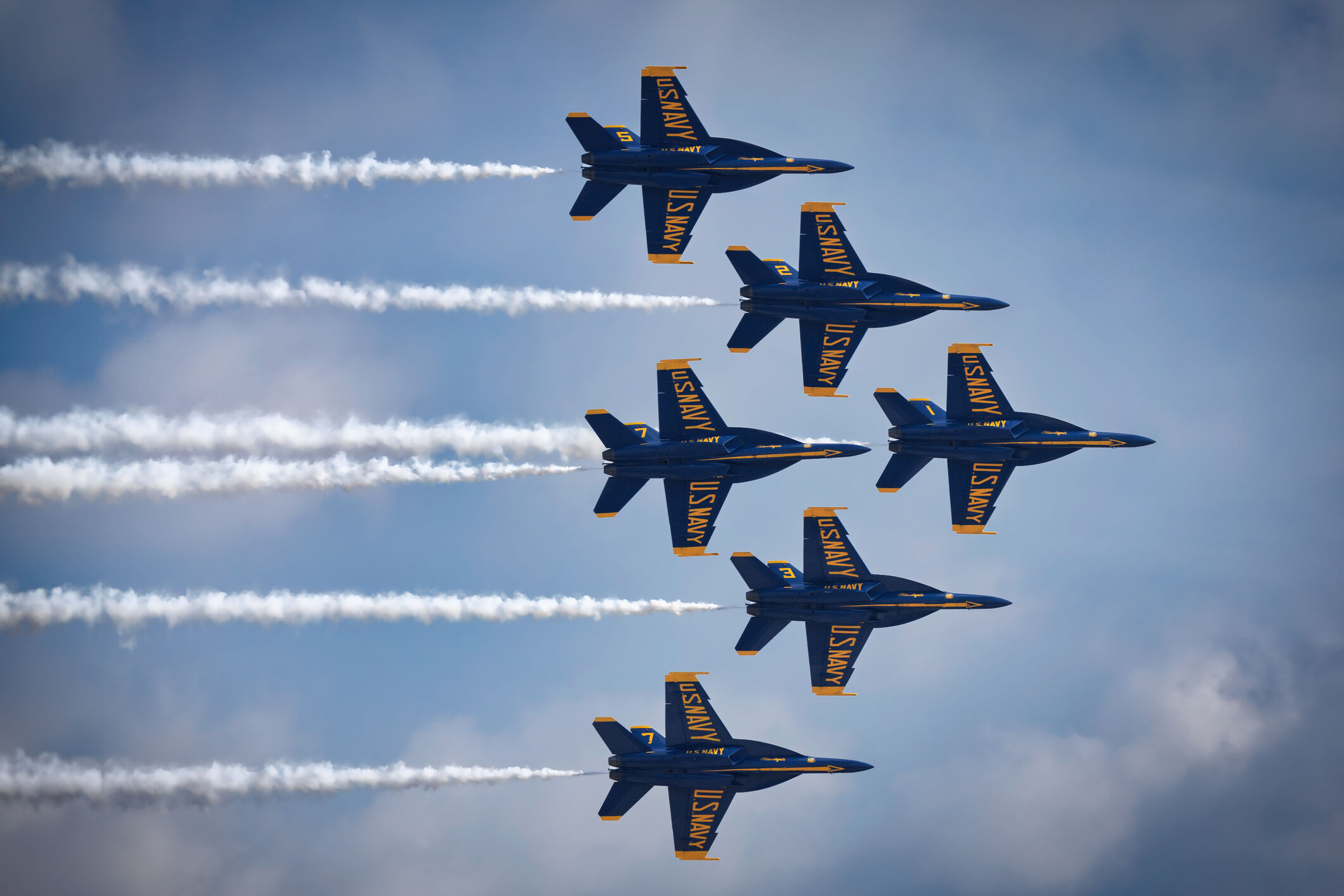 five military planes flying in the sky