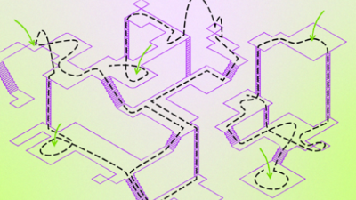 illustration of a dotted line going up and down levels