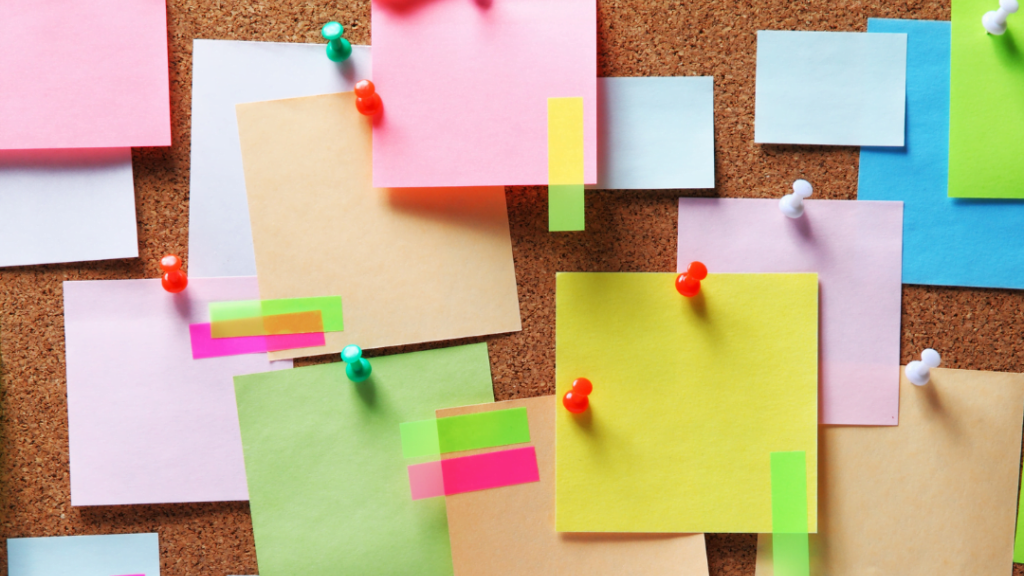 sticky notes on a wall
