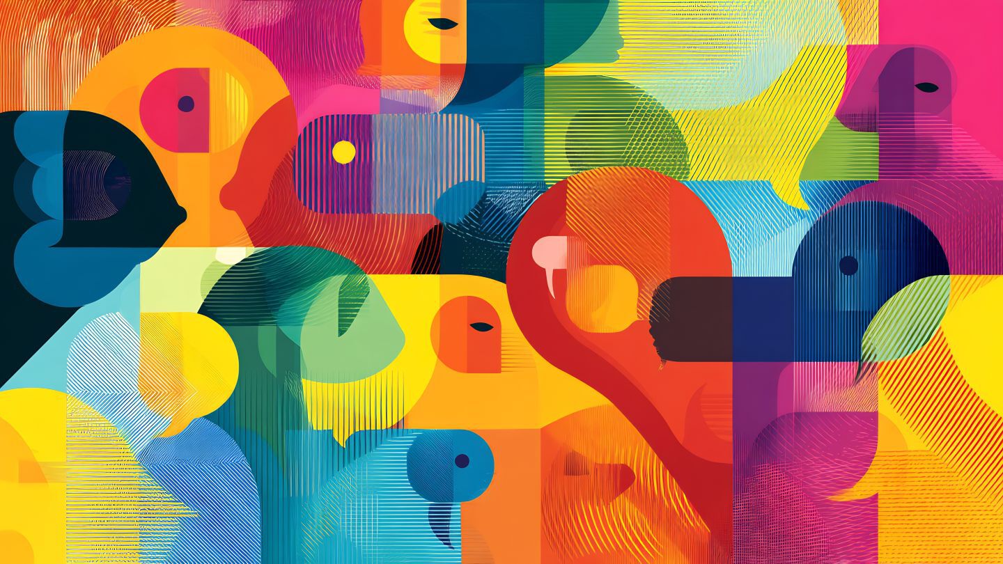 Abstract communication shapes representing team alignment, internal dialogue, employee communication strategies