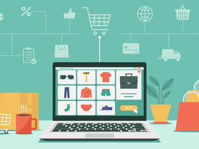 laptop with shopping 