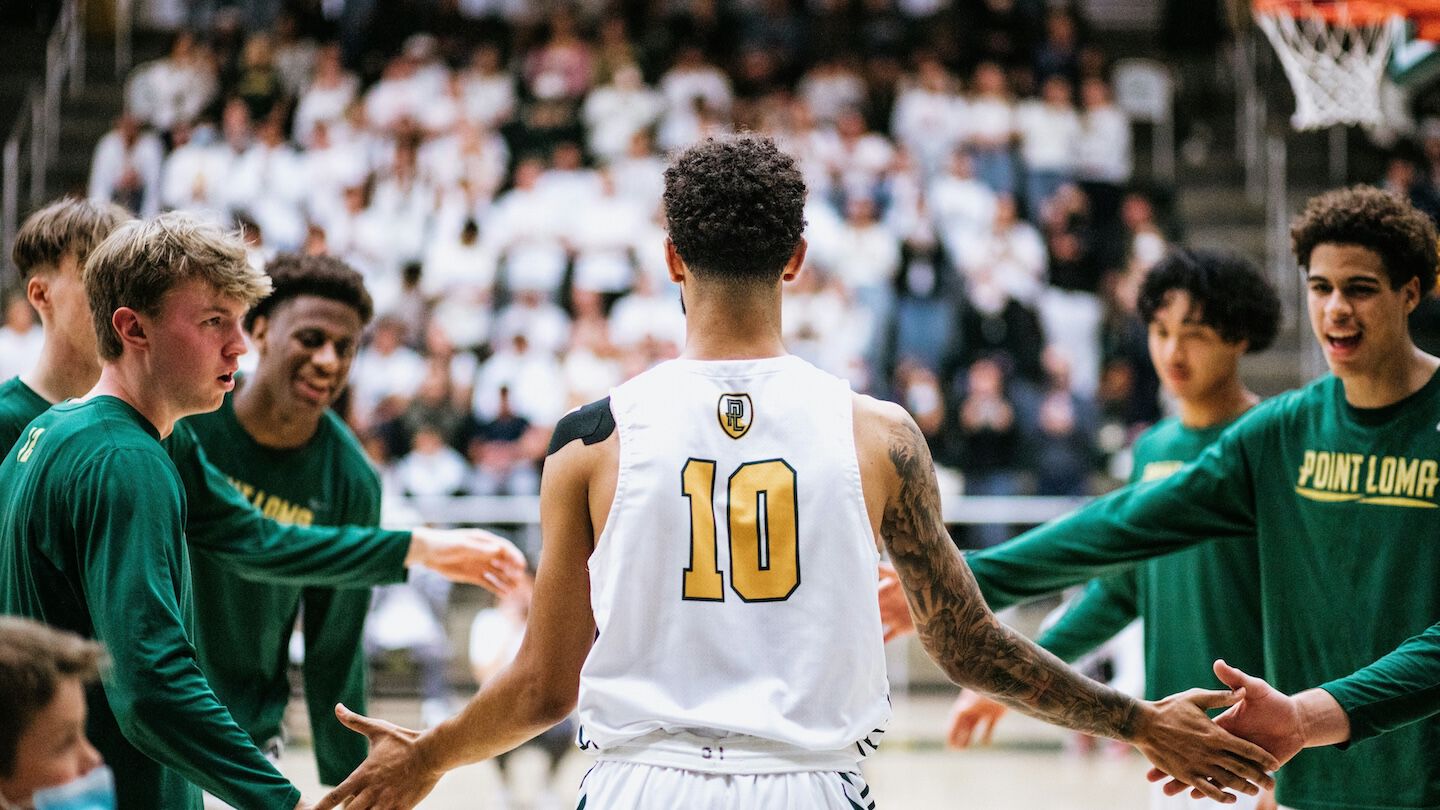 sports team shaking hands at a game