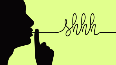 silhoutte of someone shushing