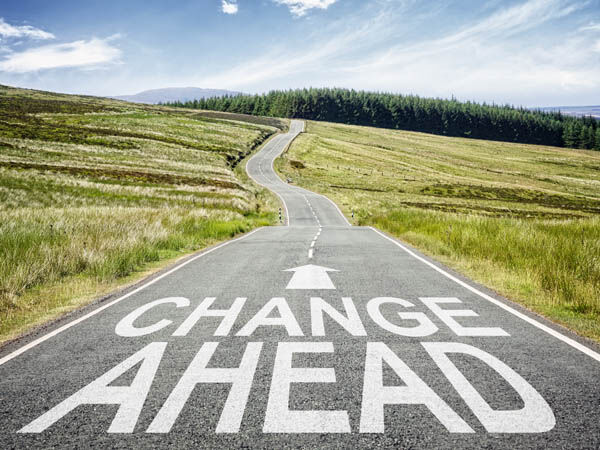 change ahead written on road