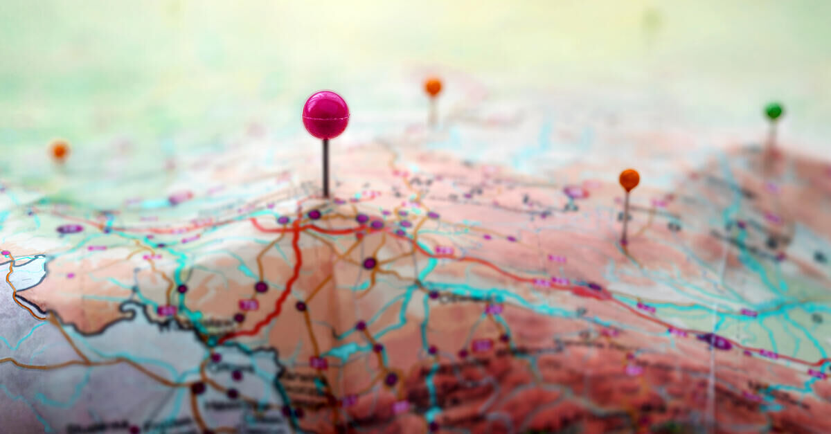map with pins