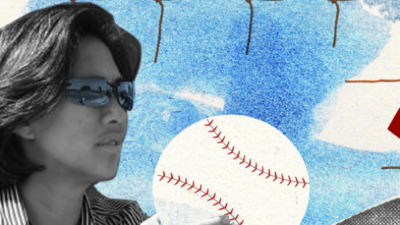 illustration of a sports ball with a grey photo of a person