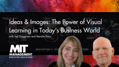 webinar title slide with speaker headshots: Ideas & Images: The Power of Visual Learning in Today’s Business World