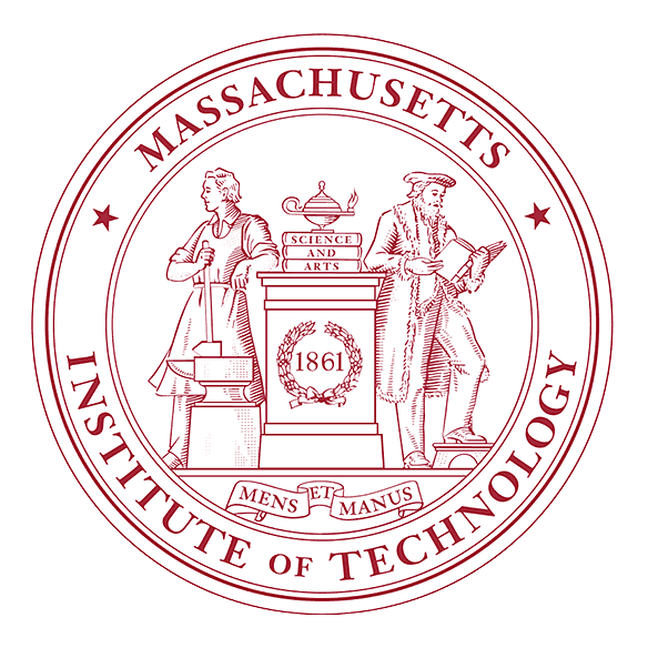 Seal of the Massachusetts Institute of Technology featuring two figures representing science and industry, with the motto ‘Mens et Manus’ and the founding year 1861.