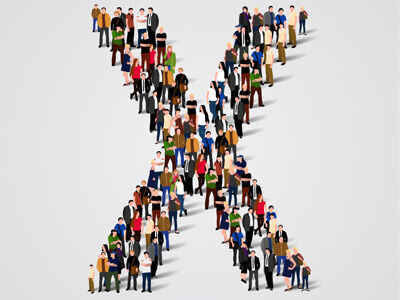 letter x made up of people