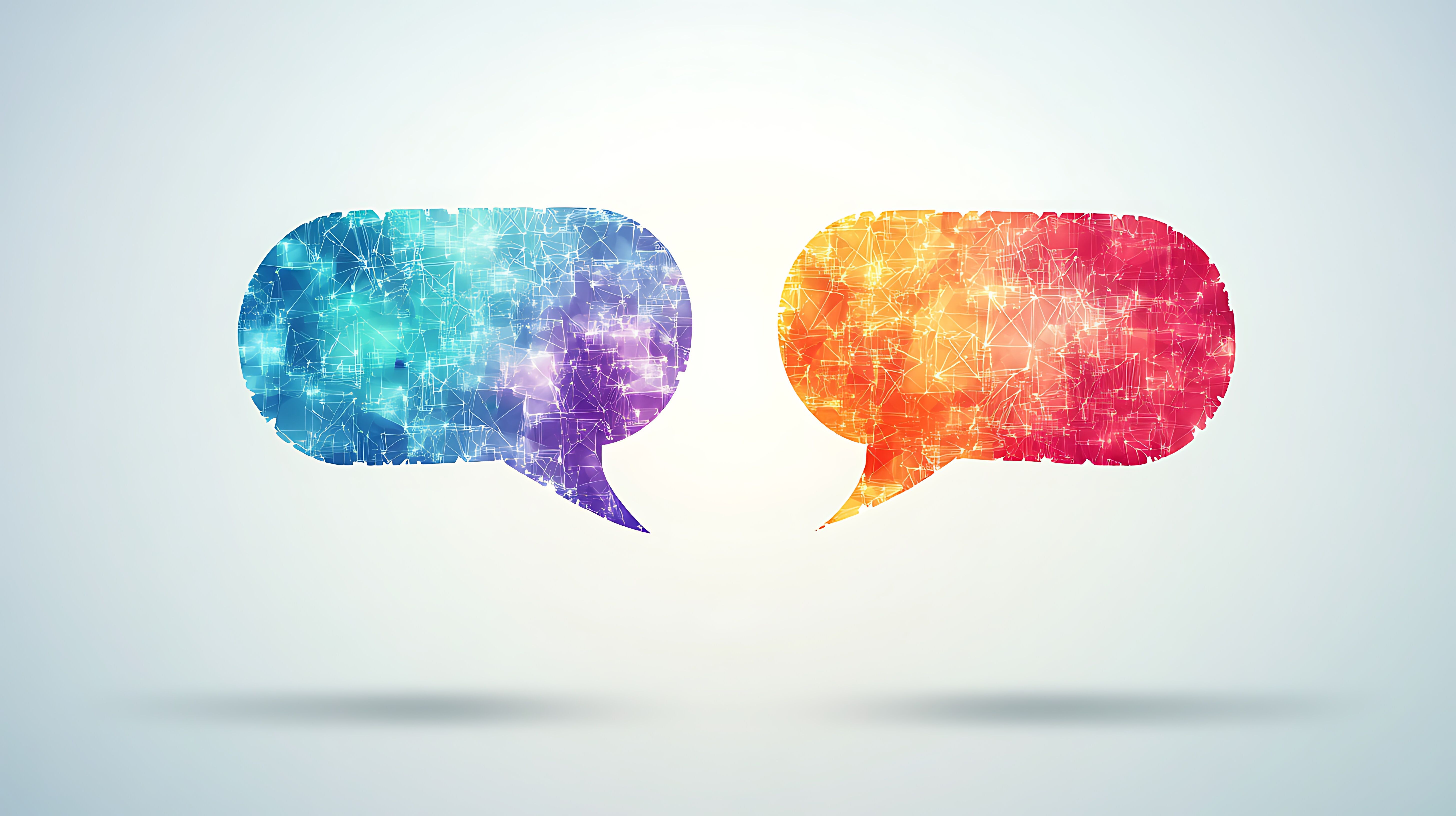 two talking bubble filled with virtual networks