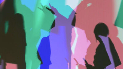 Illustration of mutiple multi-colored human figures