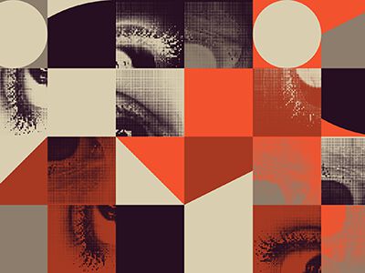 artistic abstract blocks with eyes