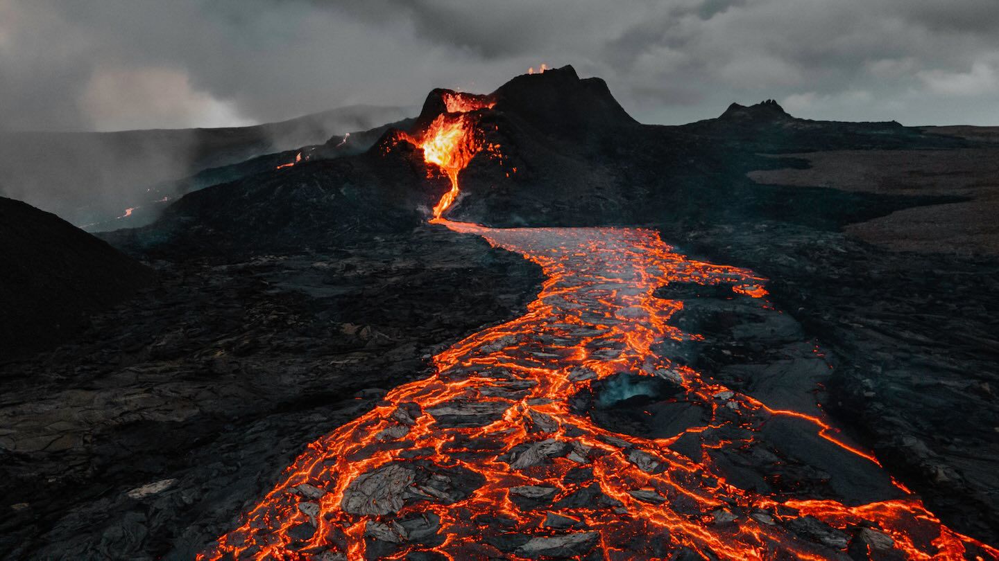Picture of a lava trail from a volcano