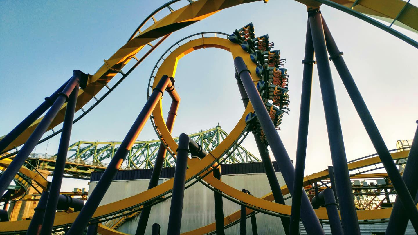 A yellow rollercoaster