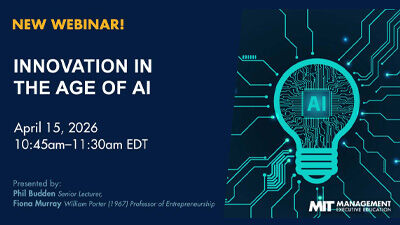 Innovation in the Age of AI - apr 15 2026 - 1045am-11:30am - with image of lightbulb