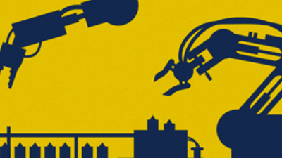 illustration of robotic arm in supply chain