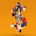Dollar sign built out of LEGOs.