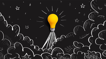 lightbulb depicted as a rocket against a black background image number null