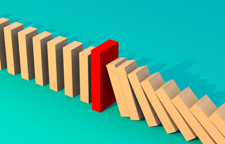 Blocks falling like dominos.