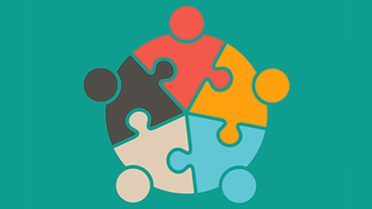 Puzzle pieces fitting together to form a circle. image number null