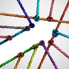colorful ropes coming together to form an arrow