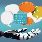 robotic hand holding thought bubbles