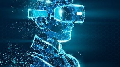 Digitized person wearing a VR headset. image number null